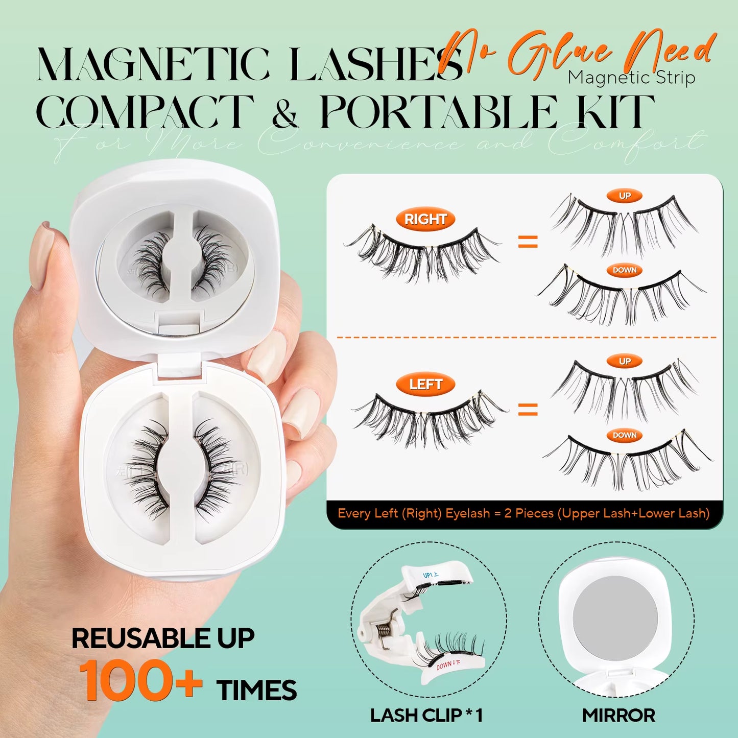 Soft Magnetic Eyelashes No Glue Needed Reusable Natural Look 3D Lashes Easy Apply Soft Magnetic Lashes Kit for Eye Makeup
