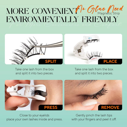 Soft Magnetic Eyelashes No Glue Needed Reusable Natural Look 3D Lashes Easy Apply Soft Magnetic Lashes Kit for Eye Makeup