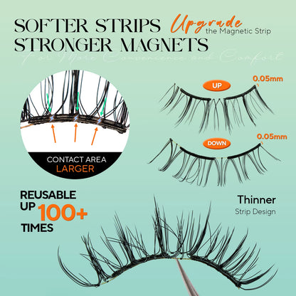 Soft Magnetic Eyelashes No Glue Needed Reusable Natural Look 3D Lashes Easy Apply Soft Magnetic Lashes Kit for Eye Makeup